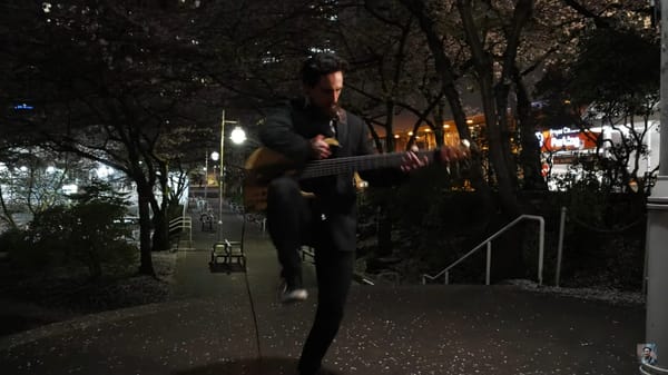 Colin Sankey bending his bass